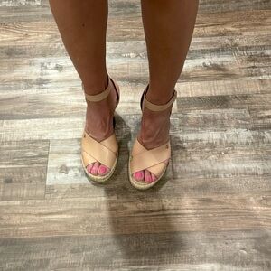 Women’s Tory Burch, Bima Wedge espadrilles, Size 11, sand color.